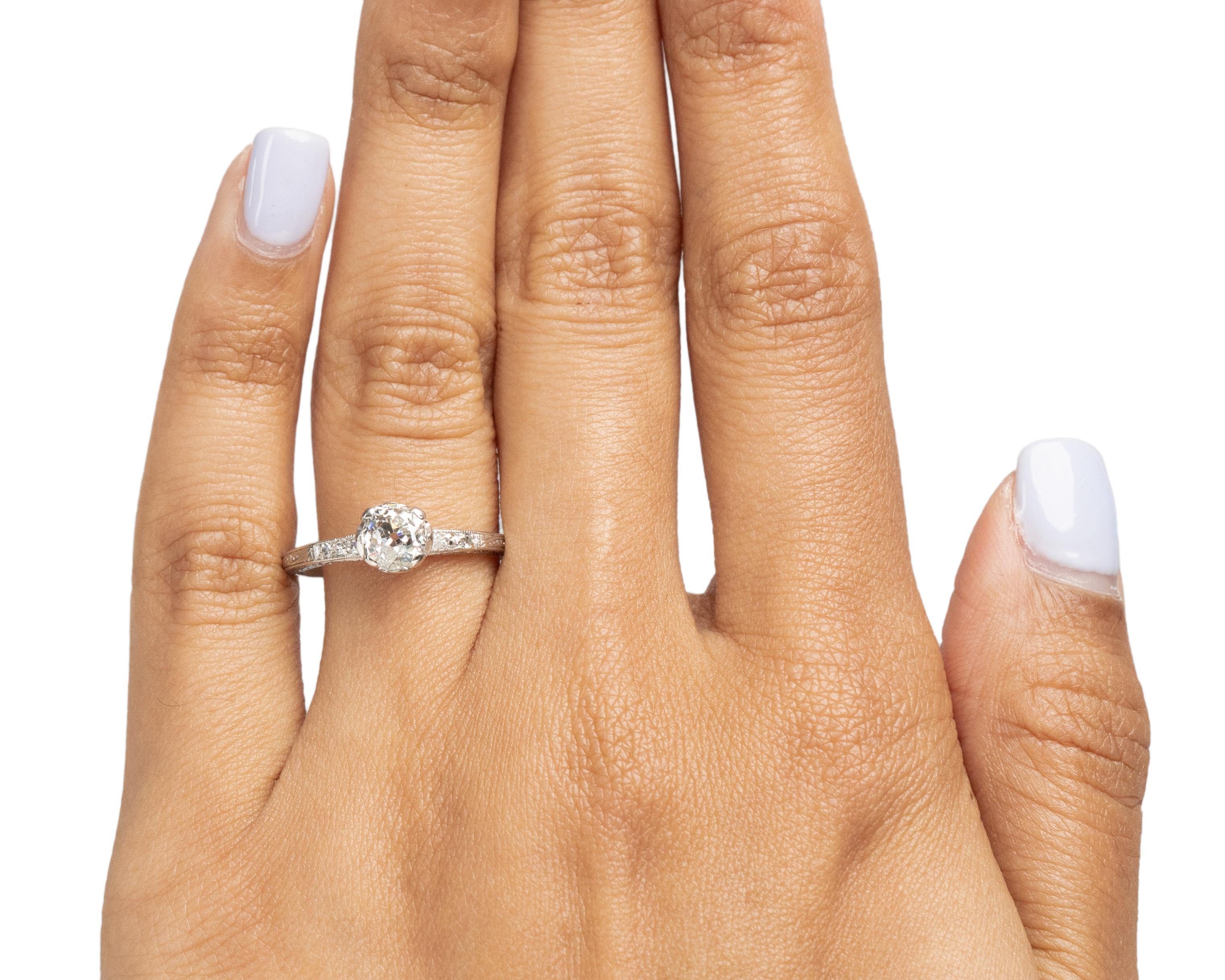 Women's GIA Certified .85 Carat Art Deco Diamond Platinum Engagement Ring For Sale
