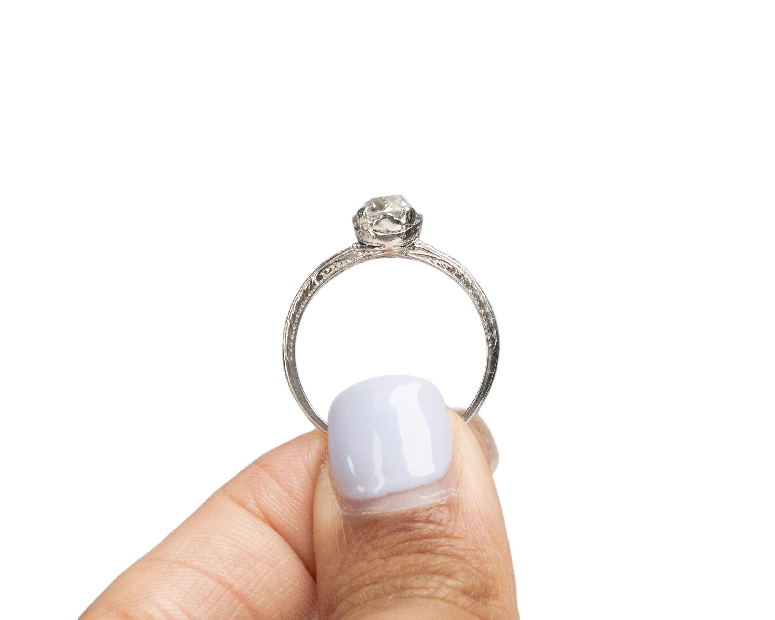 GIA-zertifizierter .85 Karat Art Deco Diamant Platin Verlobungsring im Angebot 1