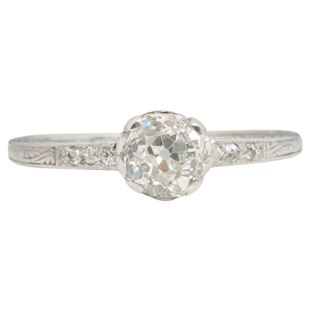 GIA-zertifizierter .85 Karat Art Deco Diamant Platin Verlobungsring im Angebot