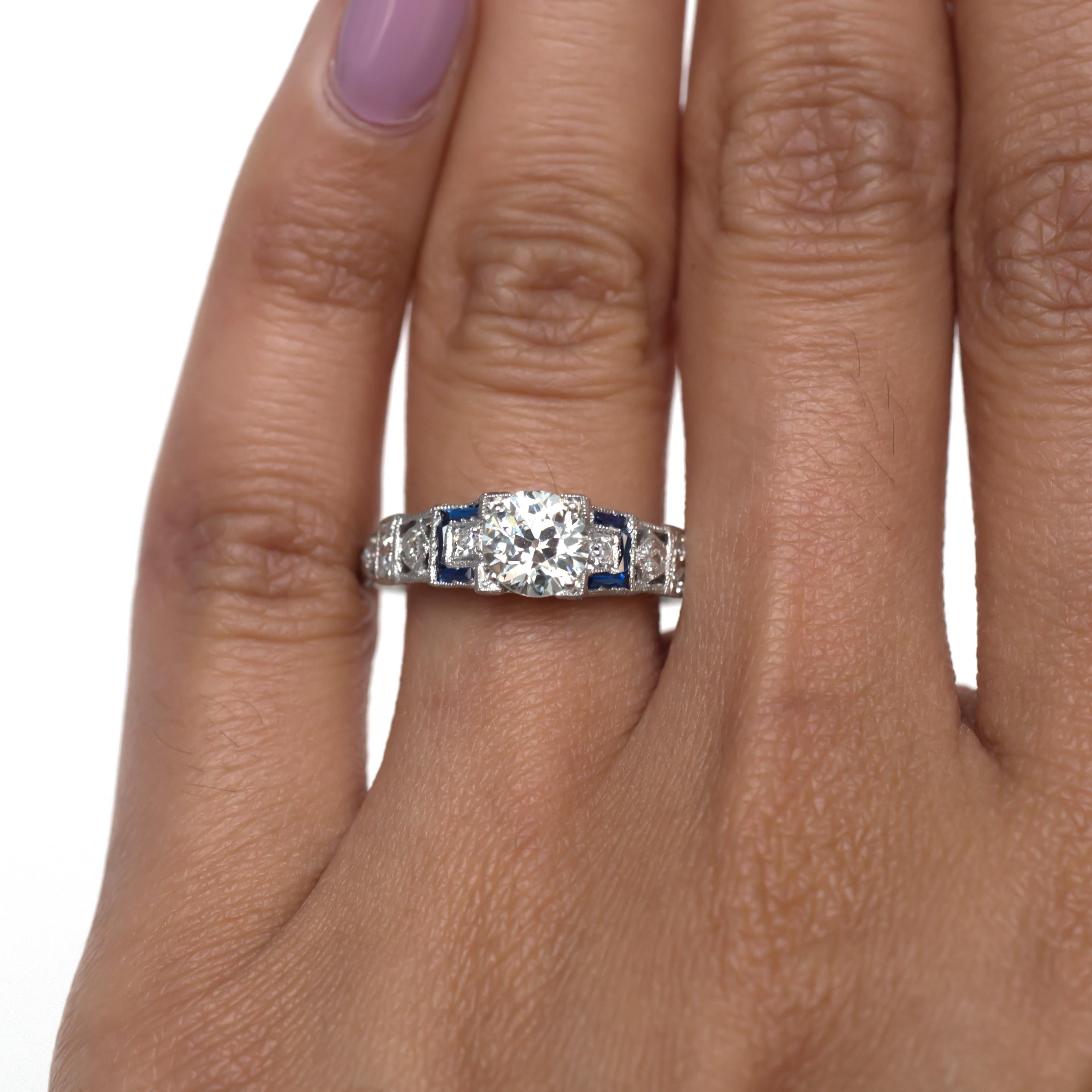 Art Deco GIA Certified .85 Carat Diamond Platinum Engagement Ring For Sale