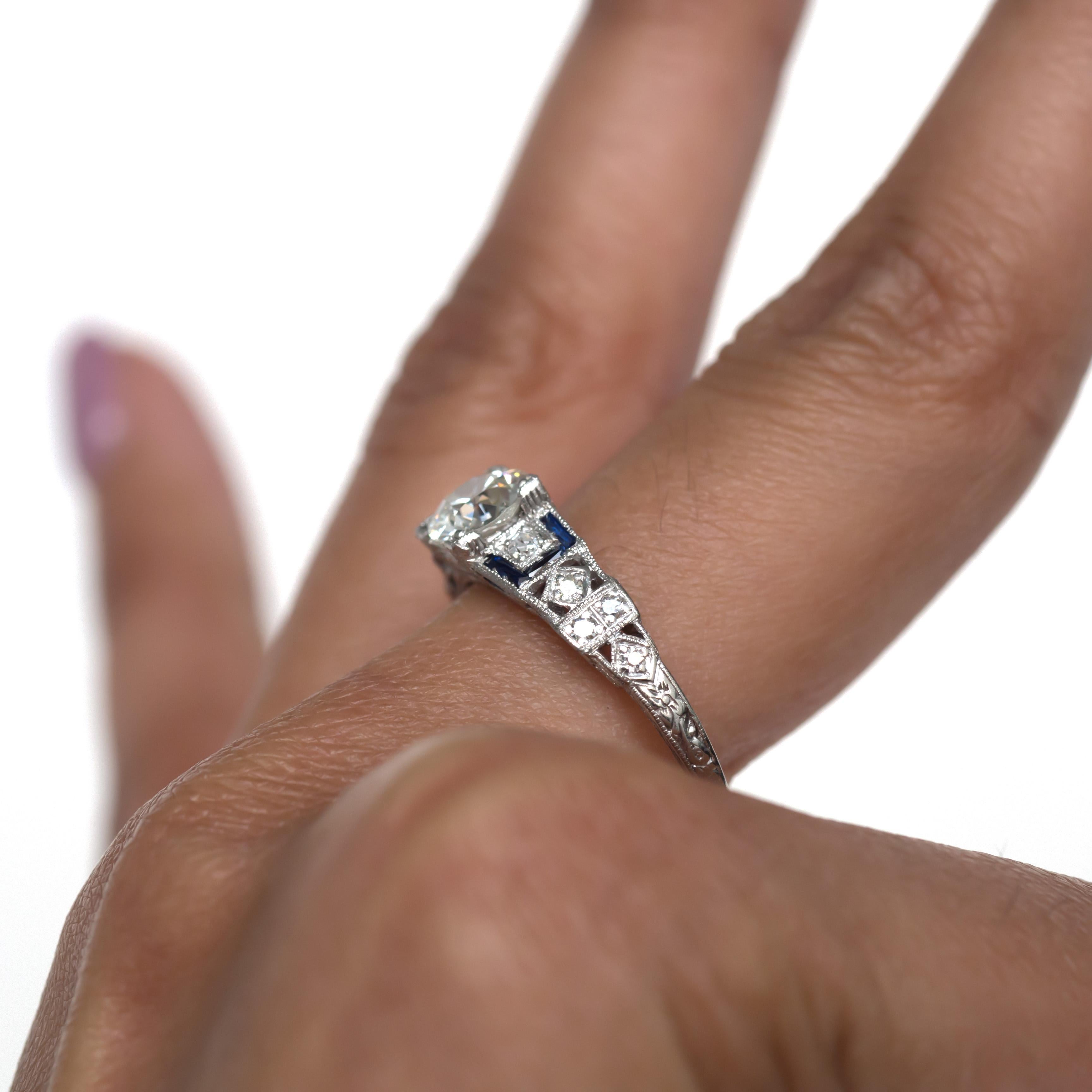 Antique Cushion Cut GIA Certified .85 Carat Diamond Platinum Engagement Ring For Sale