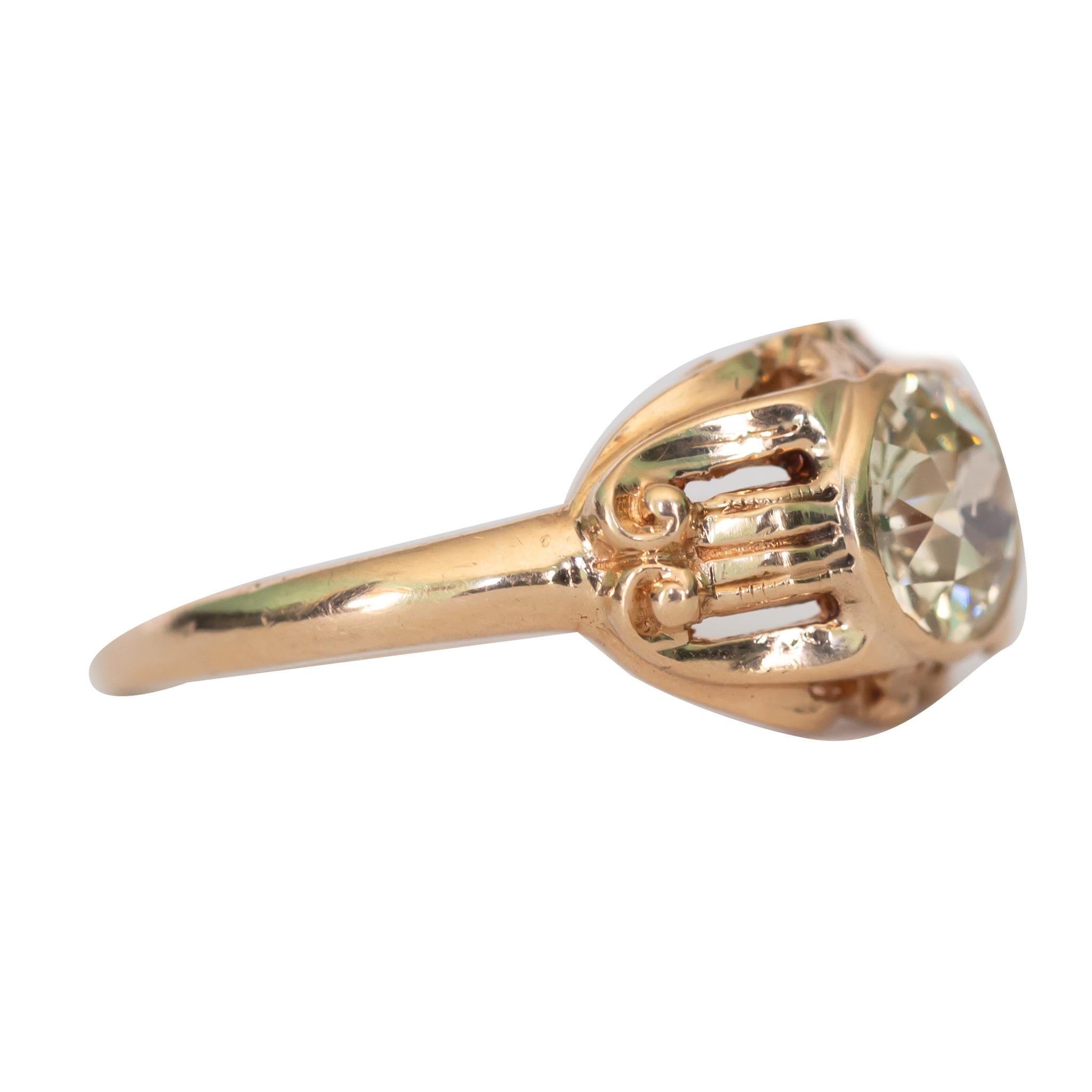 Art Deco GIA Certified .85 Carat Diamond Yellow Gold Engagement Ring