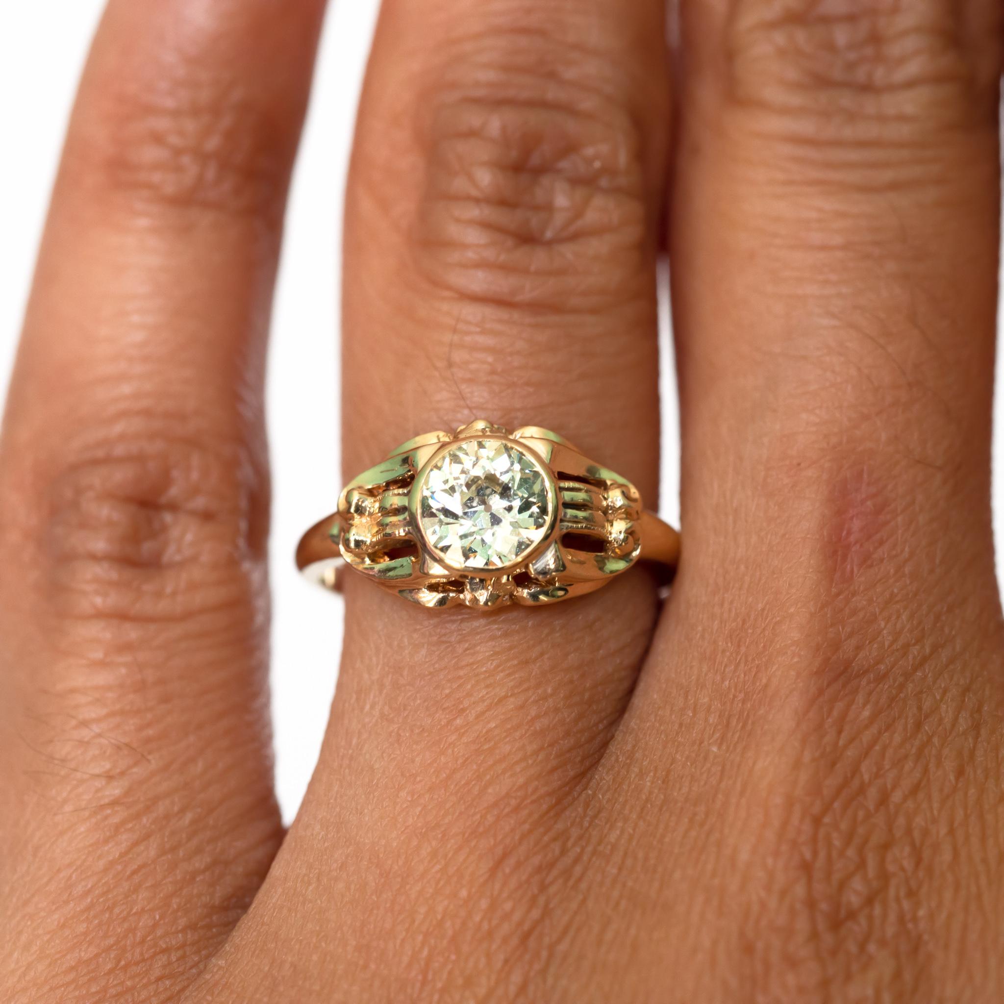 GIA Certified .85 Carat Diamond Yellow Gold Engagement Ring 1