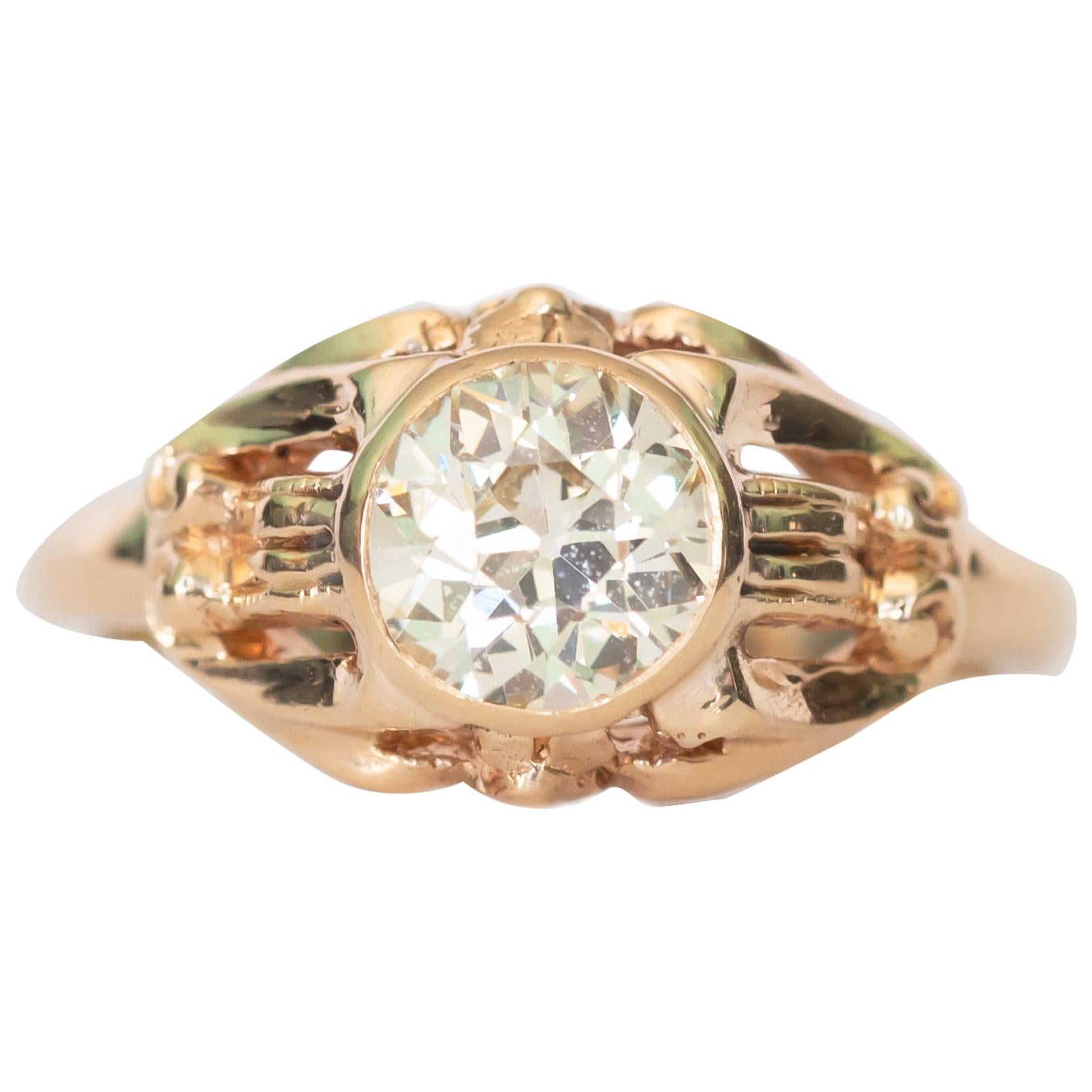 GIA Certified .85 Carat Diamond Yellow Gold Engagement Ring