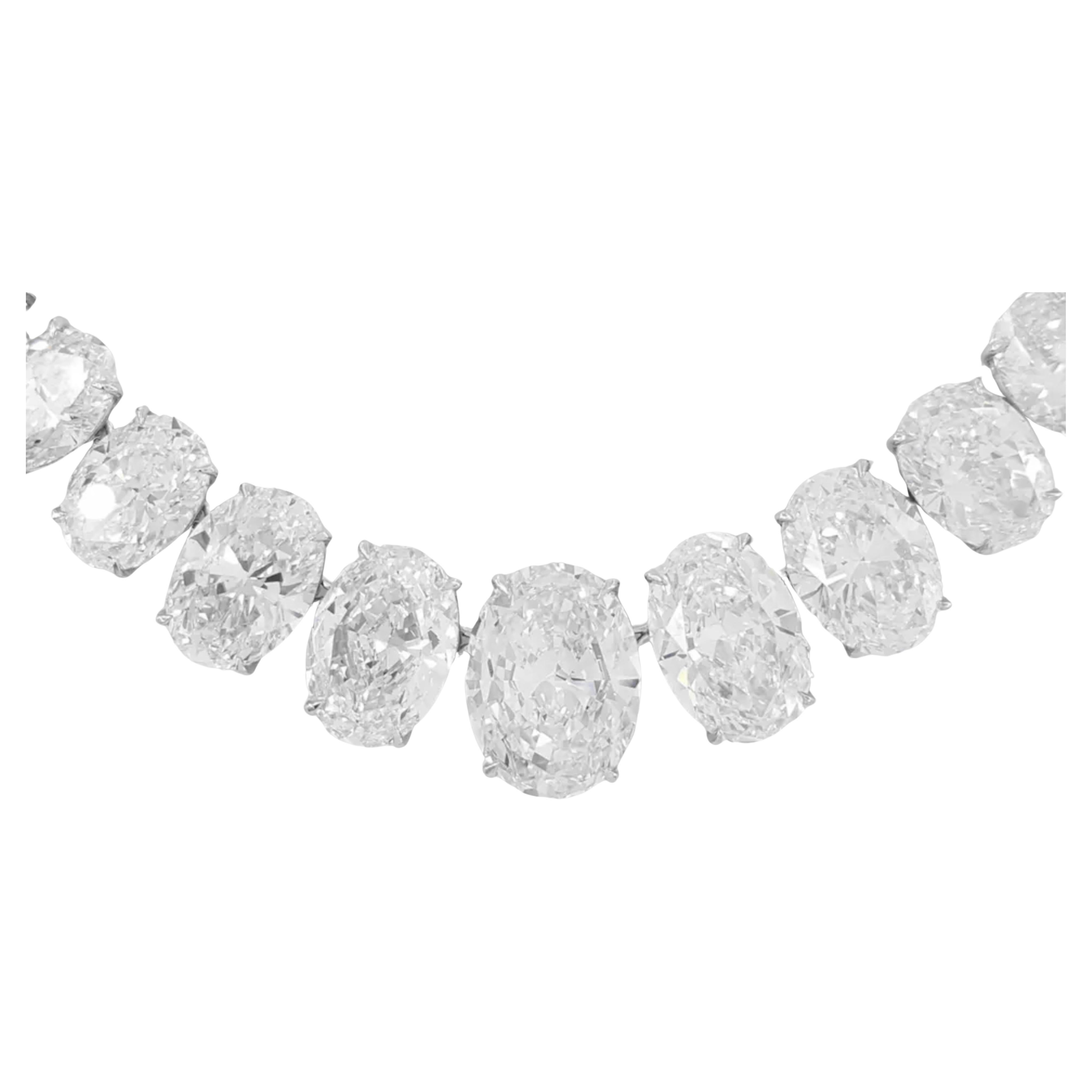 GIA Certified 85 Carat Oval Cut Diamond Necklace In New Condition For Sale In Chicago, IL