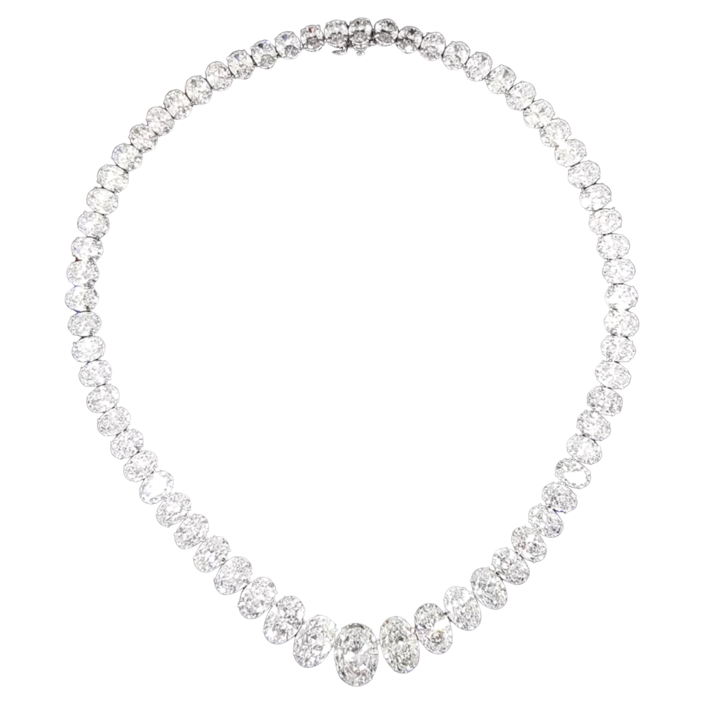 Women's GIA Certified 85 Carat Oval Cut Diamond Necklace For Sale