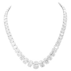 GIA-zertifizierte 85 Karat Diamant-Halskette mit Ovalschliff