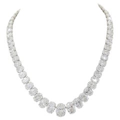 GIA Certified 85 Carat Oval Diamond Tennis Riviera Platinum Necklace