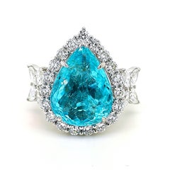 GIA Certified 8.5 Carat Paraiba Tourmaline Pearl Diamond White Gold Ring