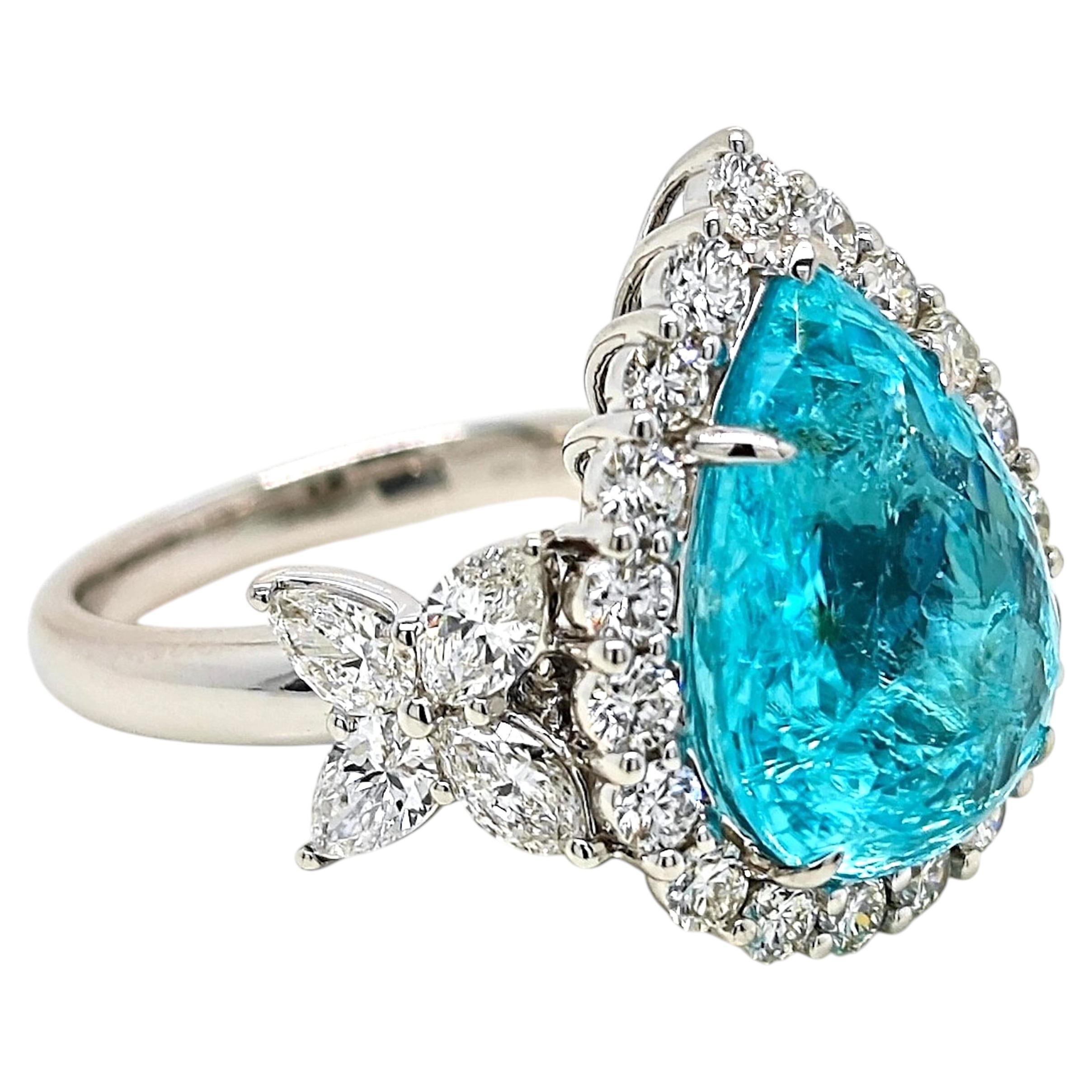 GIA zertifiziert 8.5 Karat Paraiba Turmalin Perle Diamant Weißgold Ring