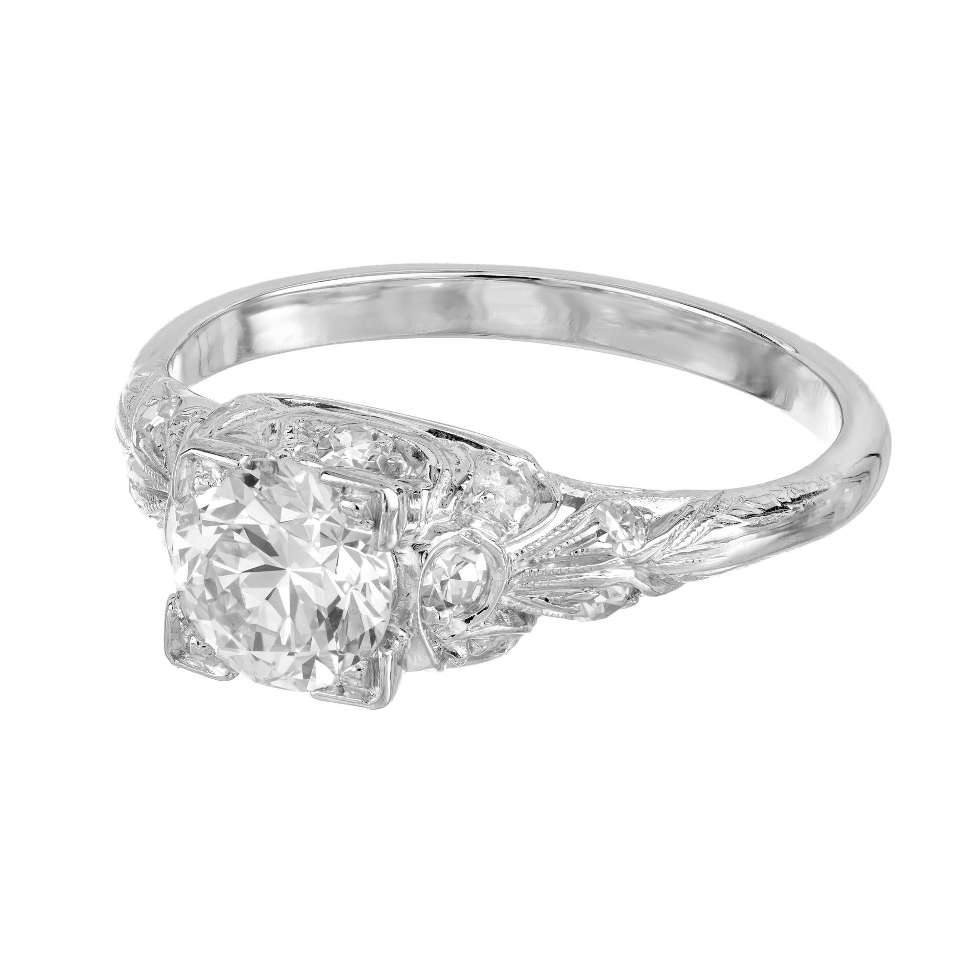 Round Cut GIA Certified .85 Carat Round Diamond Platinum Engagement Ring  For Sale