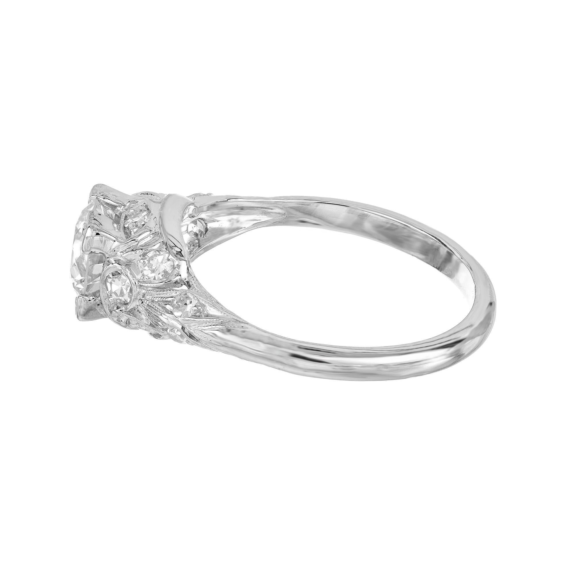 Women's GIA Certified .85 Carat Round Diamond Platinum Engagement Ring  For Sale