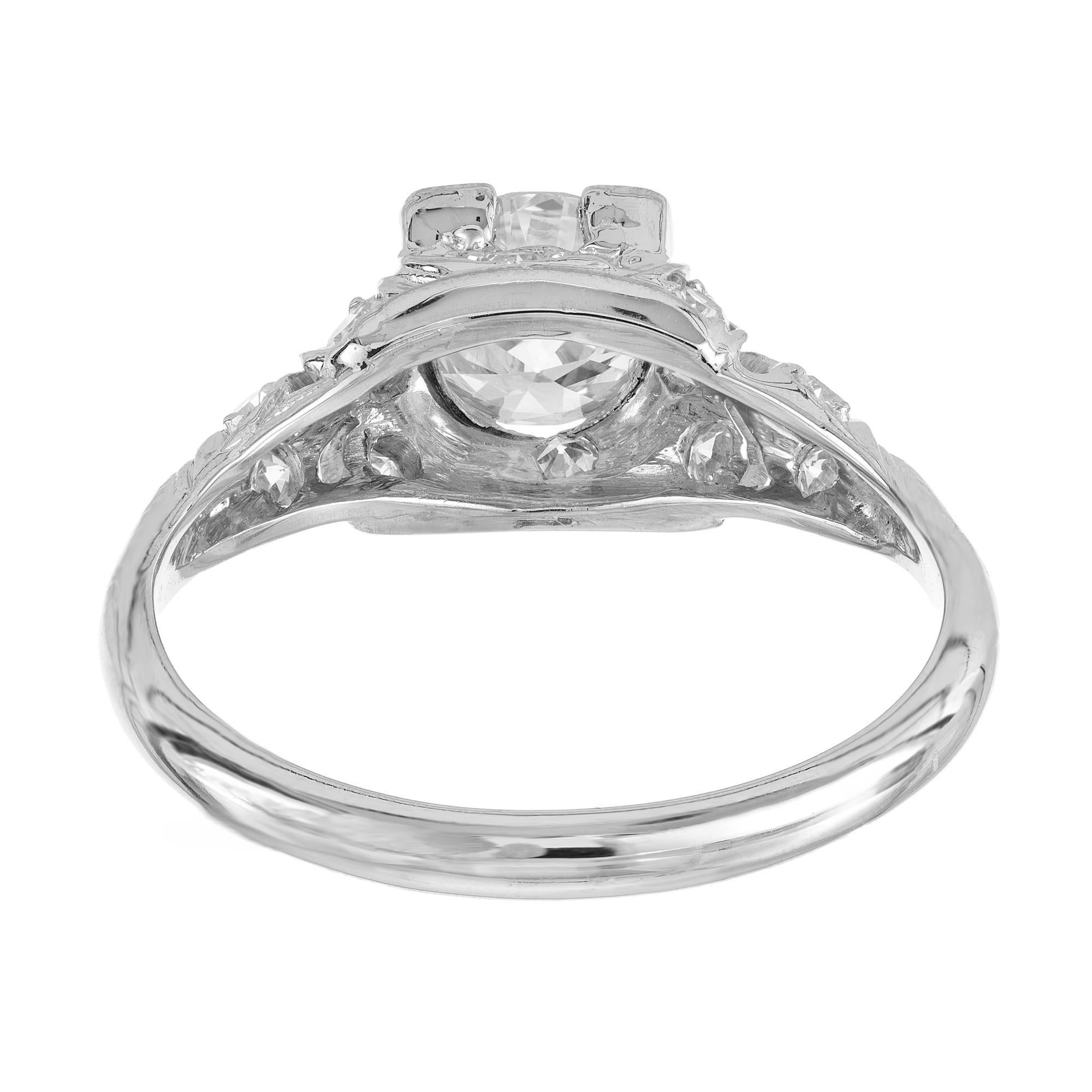 GIA Certified .85 Carat Round Diamond Platinum Engagement Ring  For Sale 1