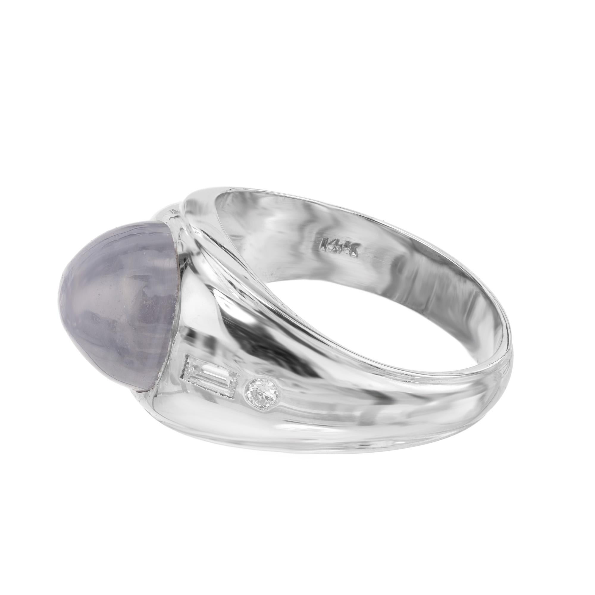 GIA bescheinigt 8,5 Karat Sternsaphir Diamant Weißgold Herrenring im Angebot 1