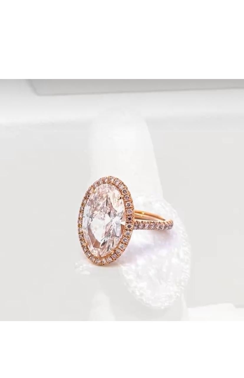 Bague en or 18 carats certifiée GIA 8,50 carats D/VVS1 Diamant de forme ovale Neuf - En vente à Massafra, IT