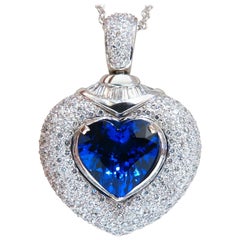 GIA Certified 8.50 Carat Natural Heart Tanzanite Diamond Necklace 14Karat Prime*