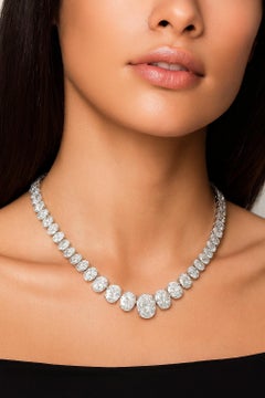 GIA Certified 85.10 Carat Oval Brilliant Cut Diamond Riviera Necklace