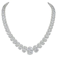 GIA Certified 85.10 Carat Oval Brilliant Cut Diamond Riviera Necklace