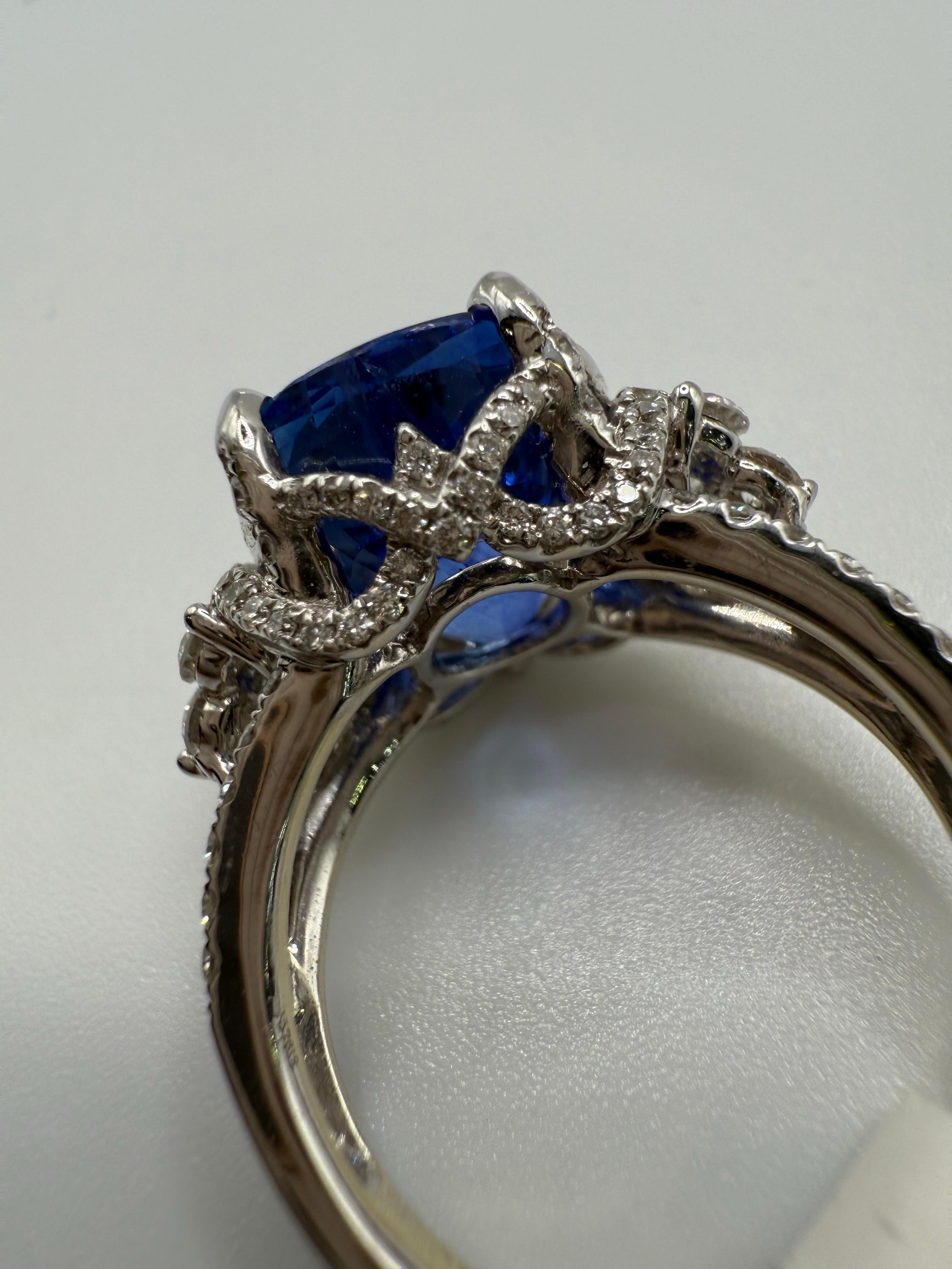 GIA certified 8.51ct Sapphire Diamond ring 18KT gold In New Condition For Sale In Boca Raton, FL