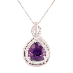 GIA Certified 8.53 Carat Rare Unheated Purple Sapphire Diamond Pendant Necklace