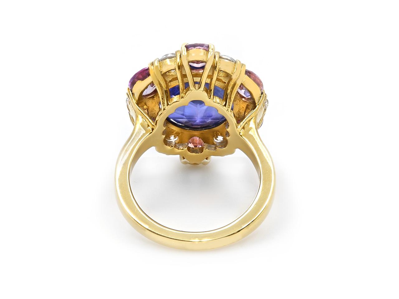 Bague en or 18 carats certifiée GIA avec saphir, saphir rose et diamant de 8,55 carats Unisexe en vente