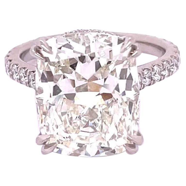 GIA Certified 8.58 Carat Cushion Shape Diamond Engagement Ring      