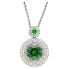 GIA-zertifizierte 8,58 Karat Demantoid-Anhänger-Halskette aus 18 Karat Weißgold mit Anhänger