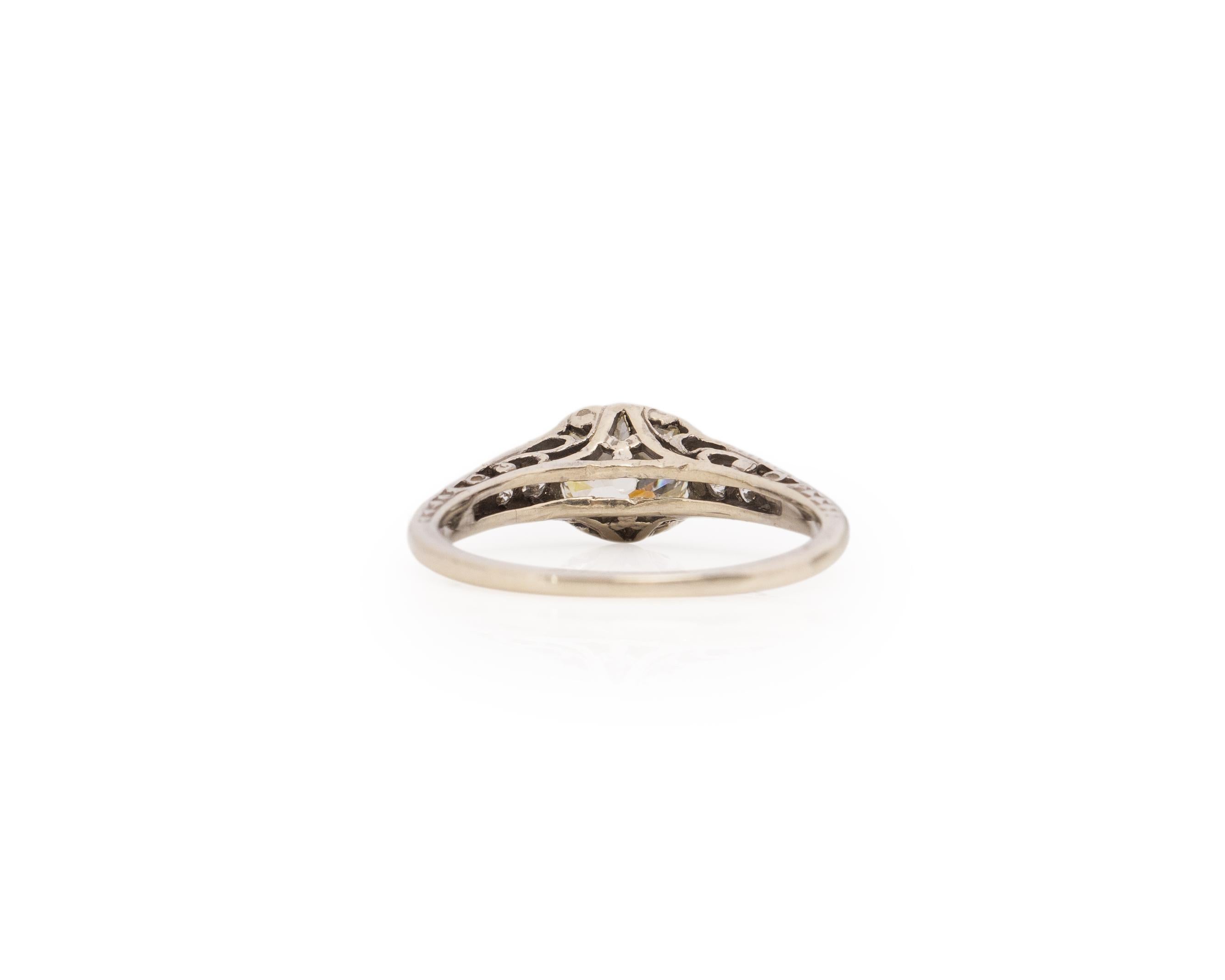 Bague de fiançailles en or jaune 14 carats certifiée GIA avec un diamant Art déco de 0,86 carat Bon état - En vente à Hicksville, NY