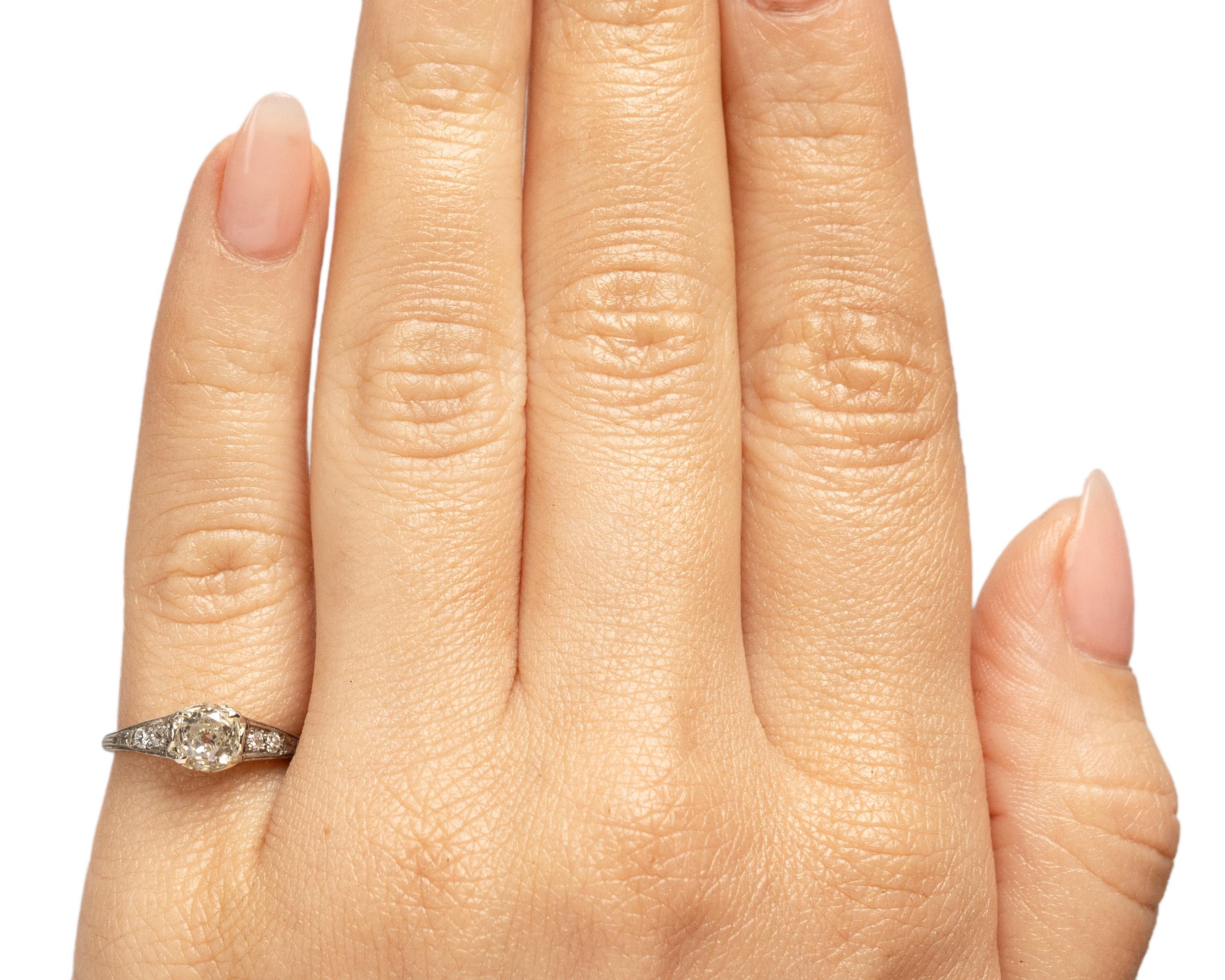 Bague de fiançailles en or jaune 14 carats certifiée GIA avec un diamant Art déco de 0,86 carat Pour femmes en vente