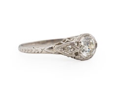GIA Certified .86 Carat Art Deco Diamond Platinum Engagement Ring