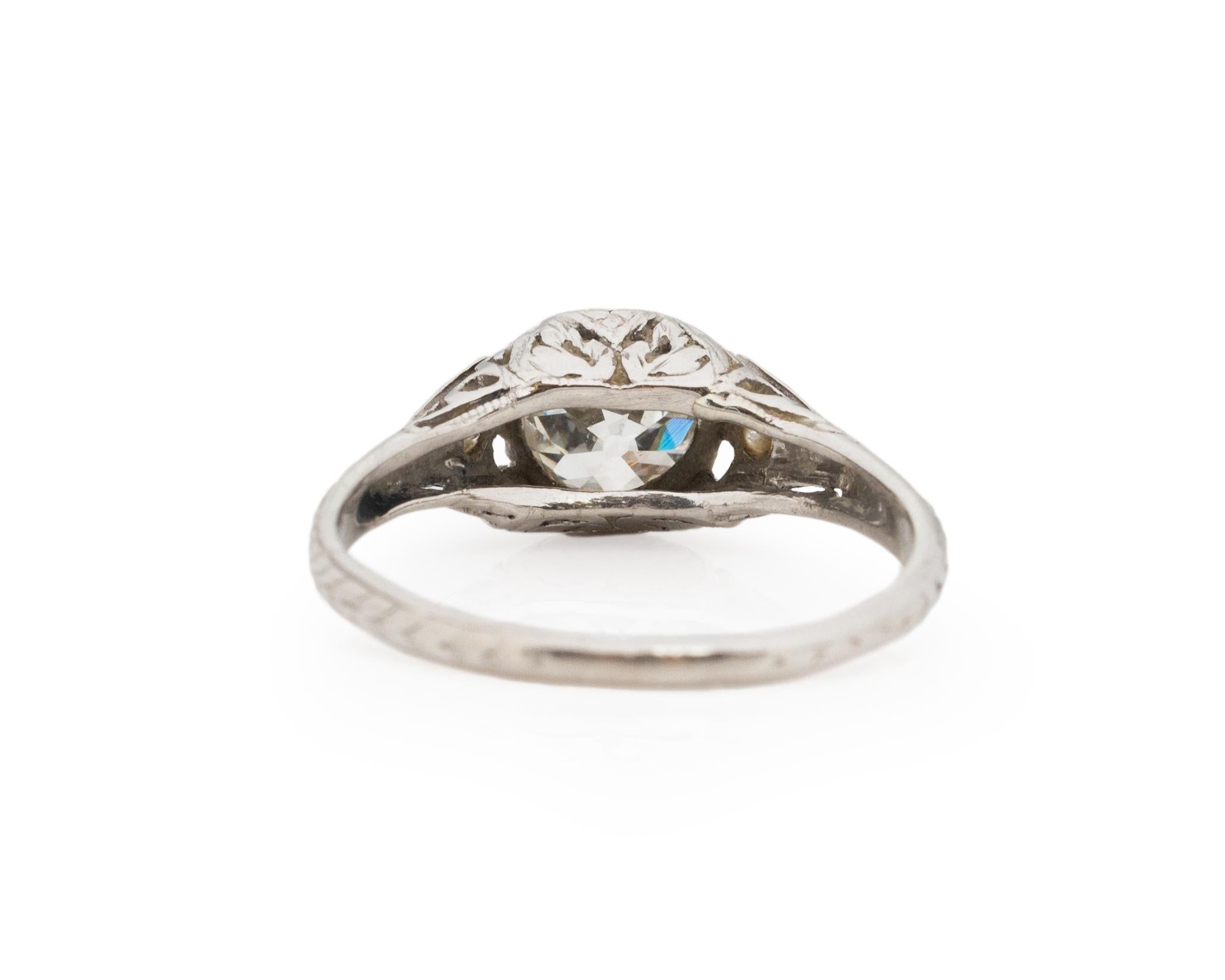 Old European Cut GIA Certified .86 Carat Art Deco Diamond Platinum Engagement Ring For Sale