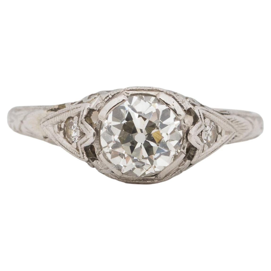 GIA Certified .86 Carat Art Deco Diamond Platinum Engagement Ring