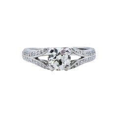 GIA Certified .86 Carat Old European Cut M VS2 Diamond Platinum Engagement Ring