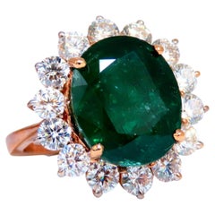GIA Certified 8.63 Carat Natural Emerald Diamonds Ring 18 Karat*