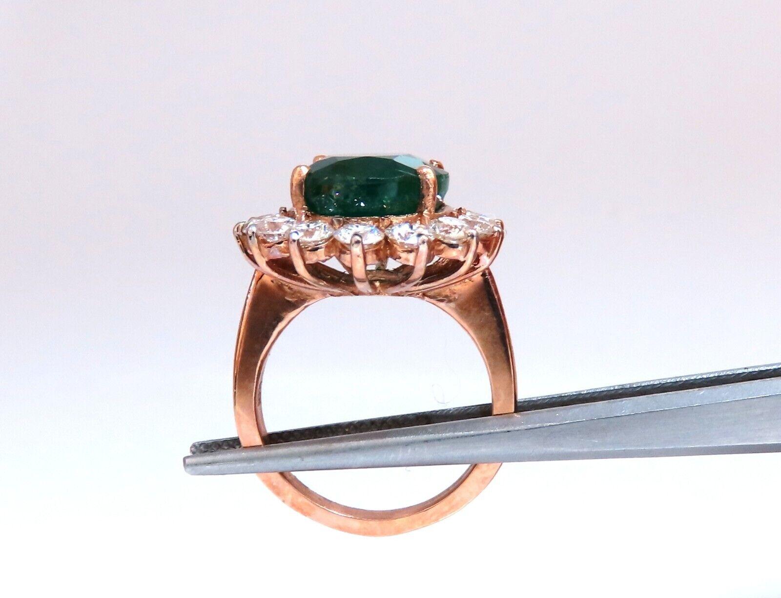 Oval Cut GIA Certified 8.63 Carat Natural Emerald Diamonds Ring 18 Karat For Sale