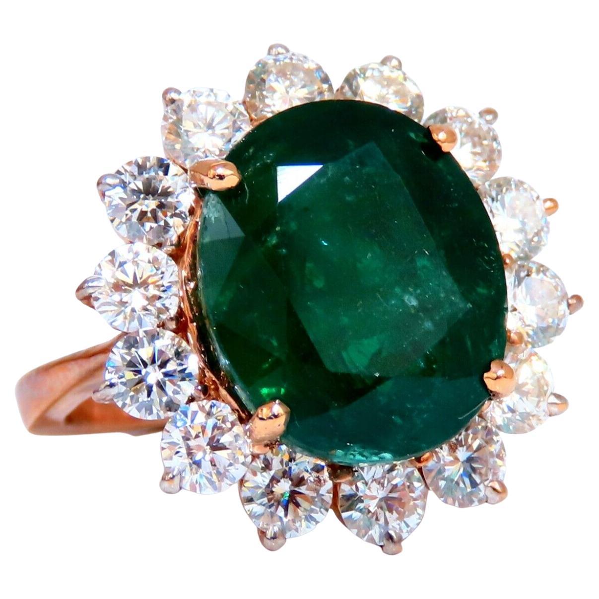 GIA Certified 8.63 Carat Natural Emerald Diamonds Ring 18 Karat For Sale