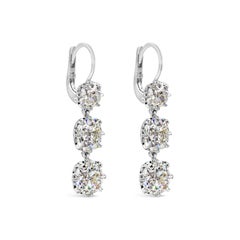 Boucles d'oreilles pendantes anciennes en diamants taille vieille mine de 8,64 carats au total, certifiés GIA