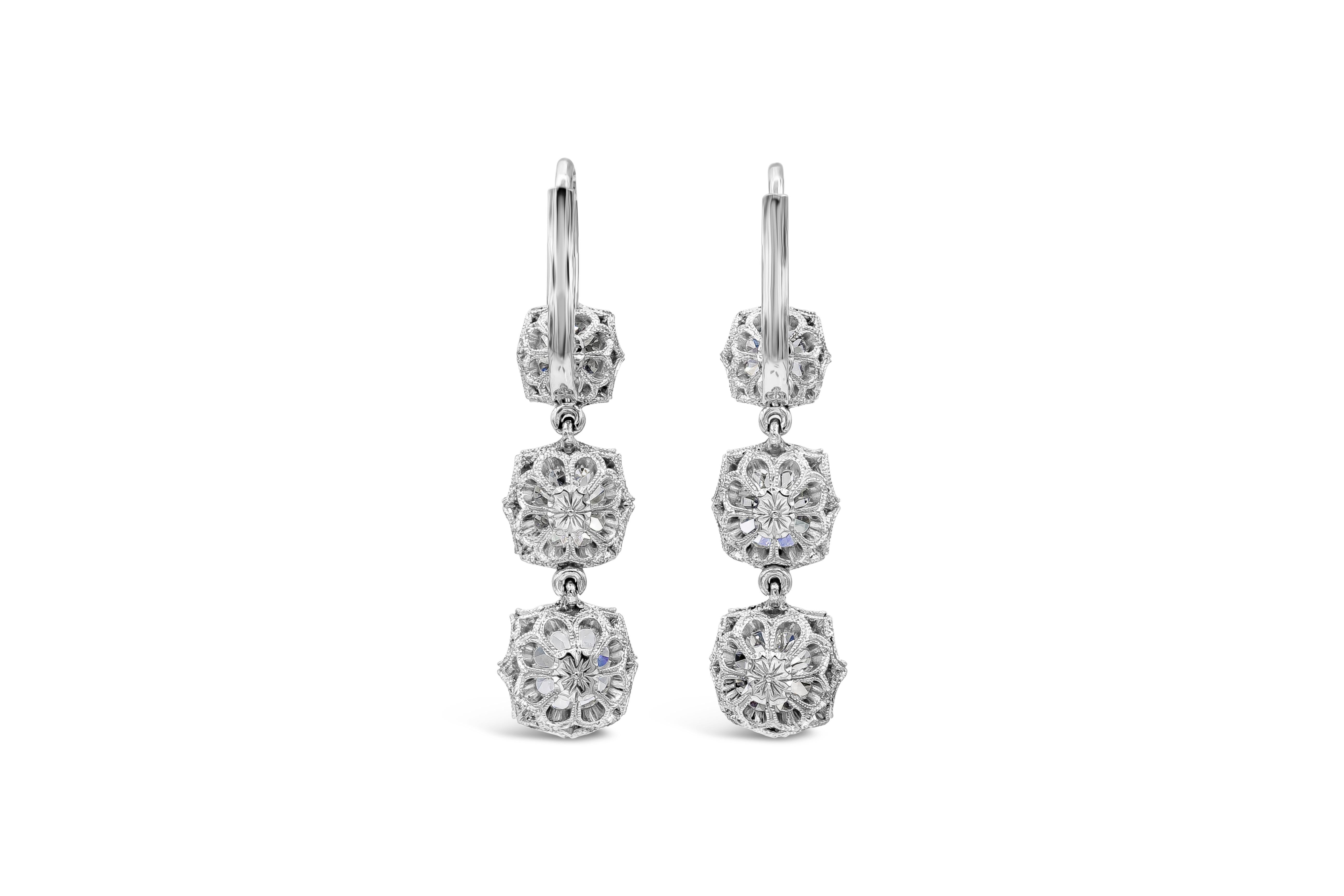 Boucles d'oreilles pendantes anciennes en diamants taille vieille mine de 8,64 carats au total, certifiés GIA Neuf - En vente à New York, NY
