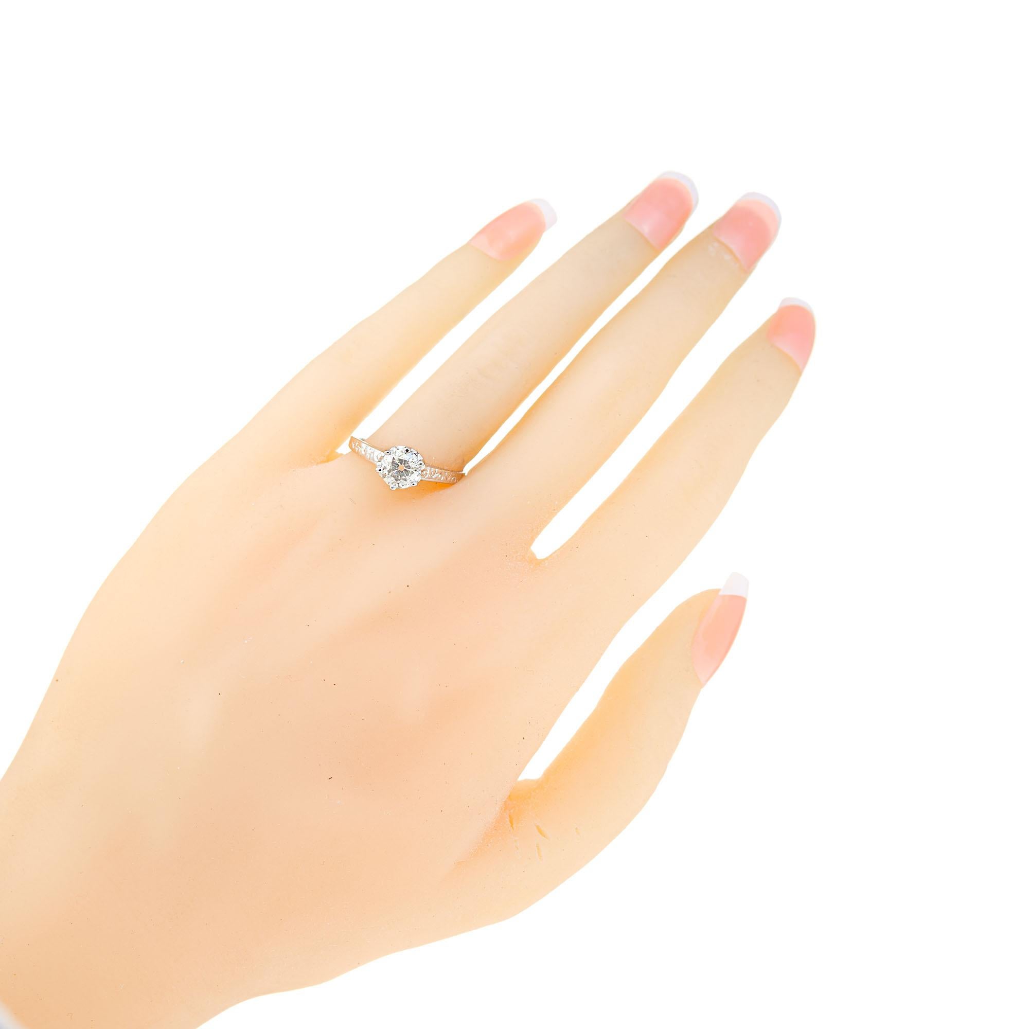 Women's GIA Certified .87 Carat Diamond Platinum Engagement Ring For Sale