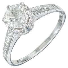 GIA Certified .87 Carat Diamond Platinum Engagement Ring