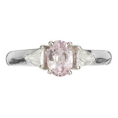 GIA Certified .87 Carat Pink Sapphire Platinum Engagement Ring