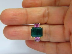 GIA Certified 8.73 Carat FLux Emerald Pink Sapphire Diamonds Ring 14 Karat*