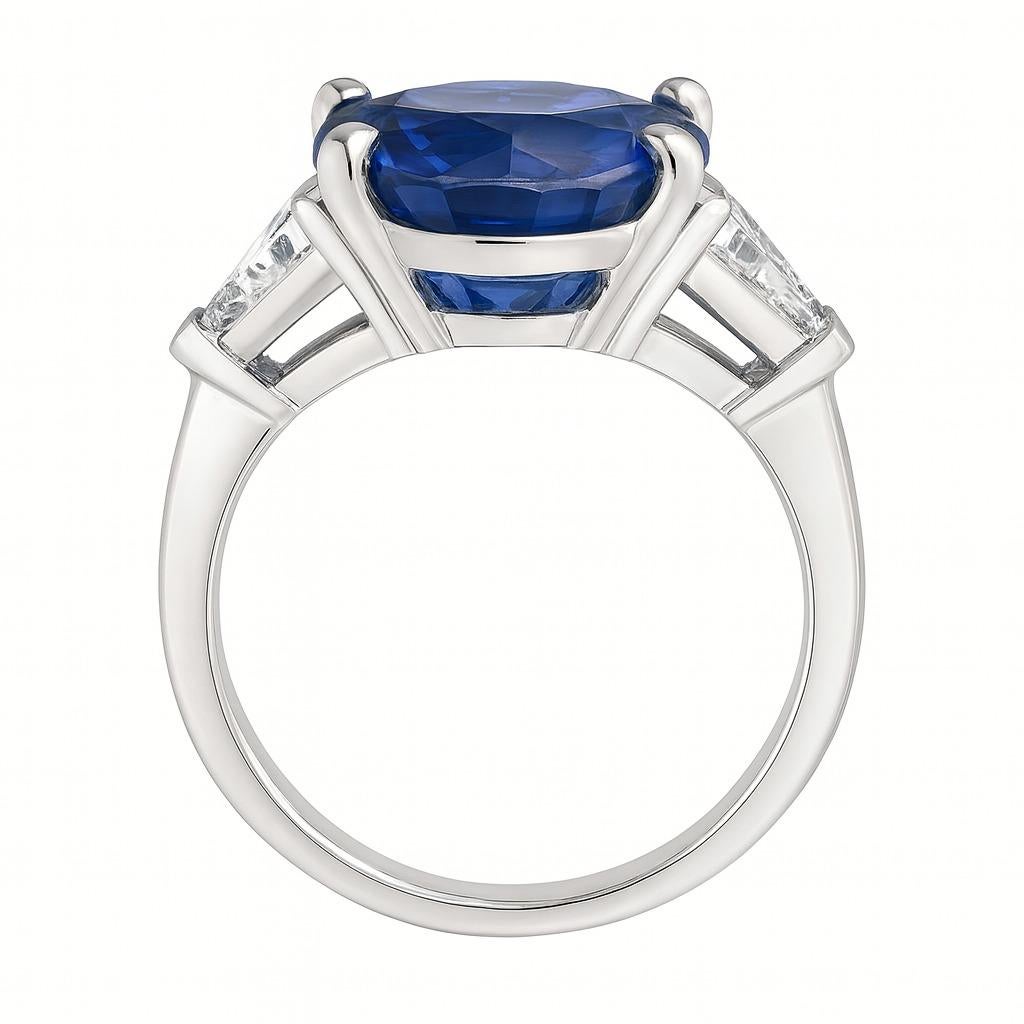 GIA zertifiziert 8,74 Karat ovalen blauen Saphir und Schild Diamant Platin Drei-Stein-Ring

Dieser exquisite Ring mit drei Steinen ist fein aus massivem Platin gefertigt und zeigt einen prächtigen blauen Saphir im Ovalschliff mit einem Gewicht von
