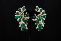 GIA Certified 87.87 Carat Colombian Emerald Halo Earring