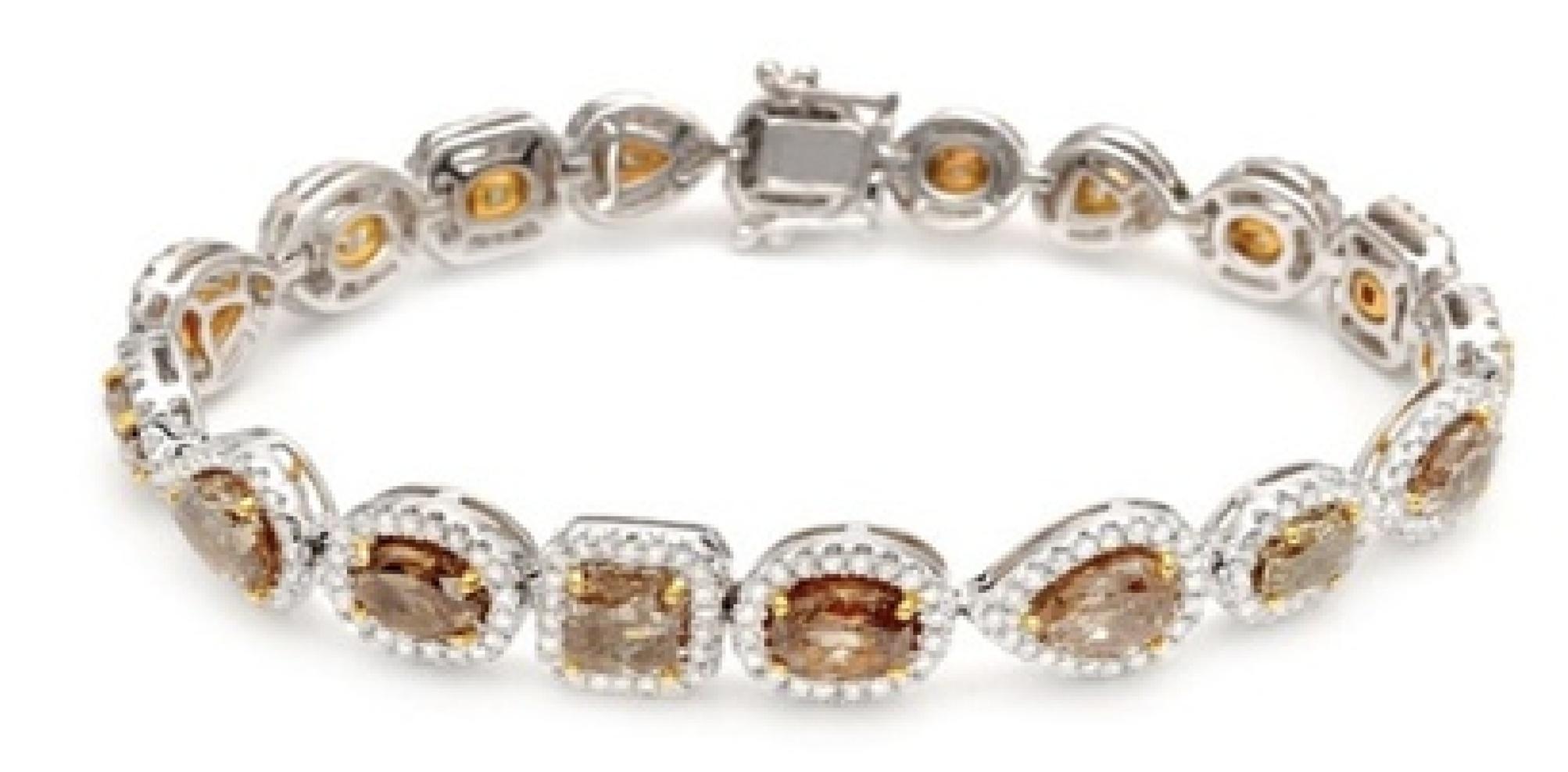 Taille mixte Bracelet en or blanc avec diamants fantaisie de 8,79 carats certifiés GIA en vente