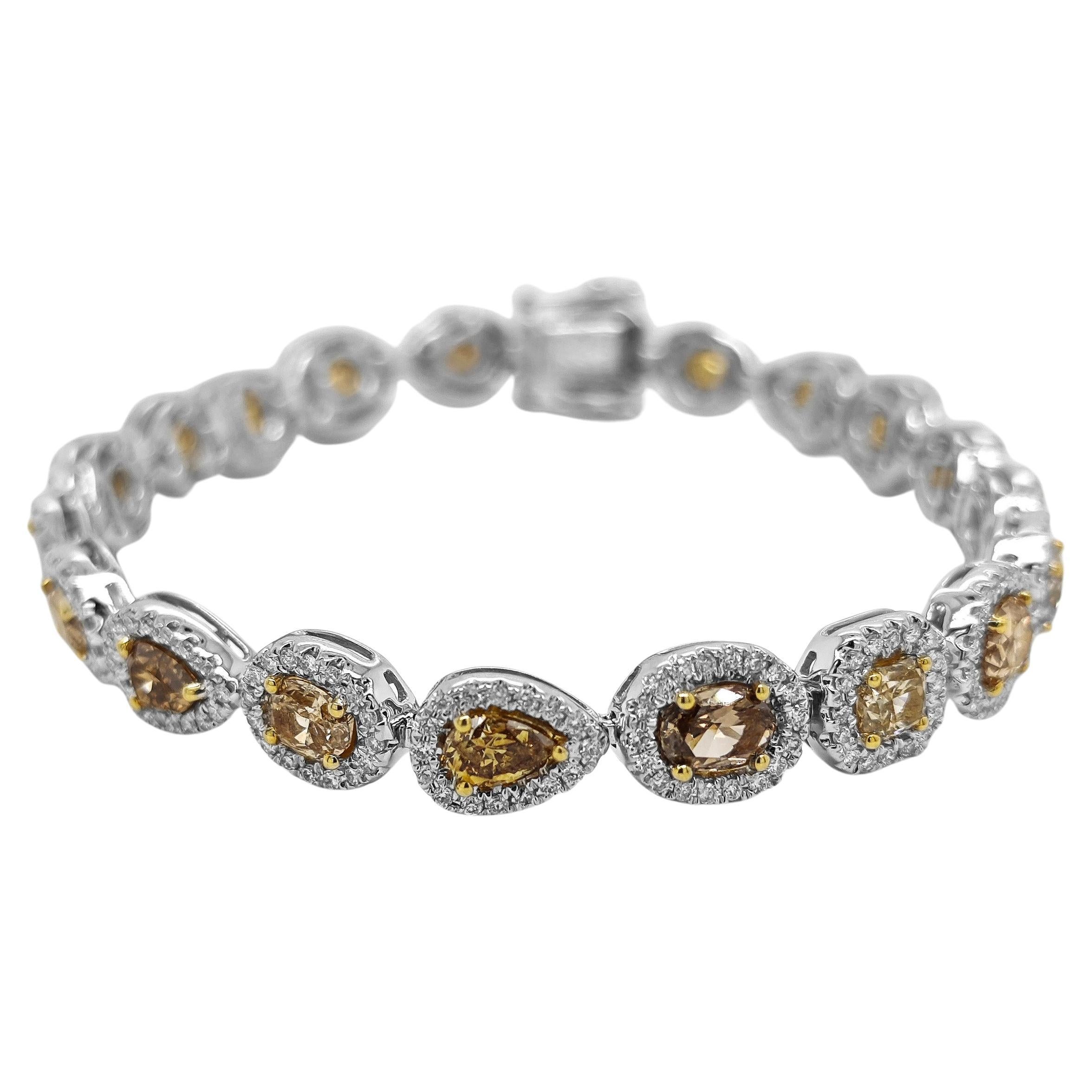 GIA Certified 8.79 Carats Fancy Diamond White Gold Bracelet