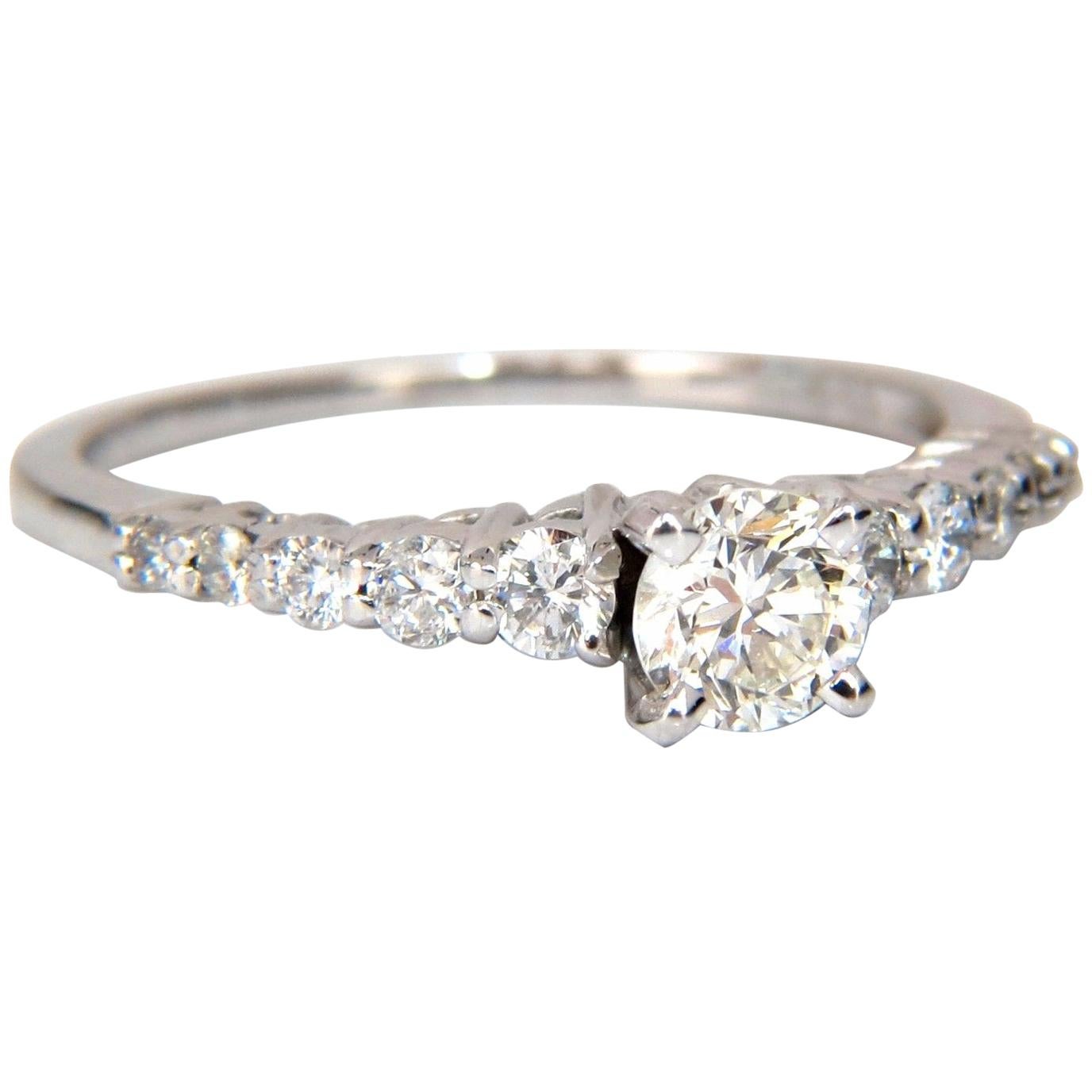 GIA Certified .88 Carat Round Cut Diamond Cathedral Ring 14 Karat Classic VVS