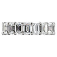 Anillo de diamantes de corte esmeralda de 8.71 quilates, certificado por el GIA