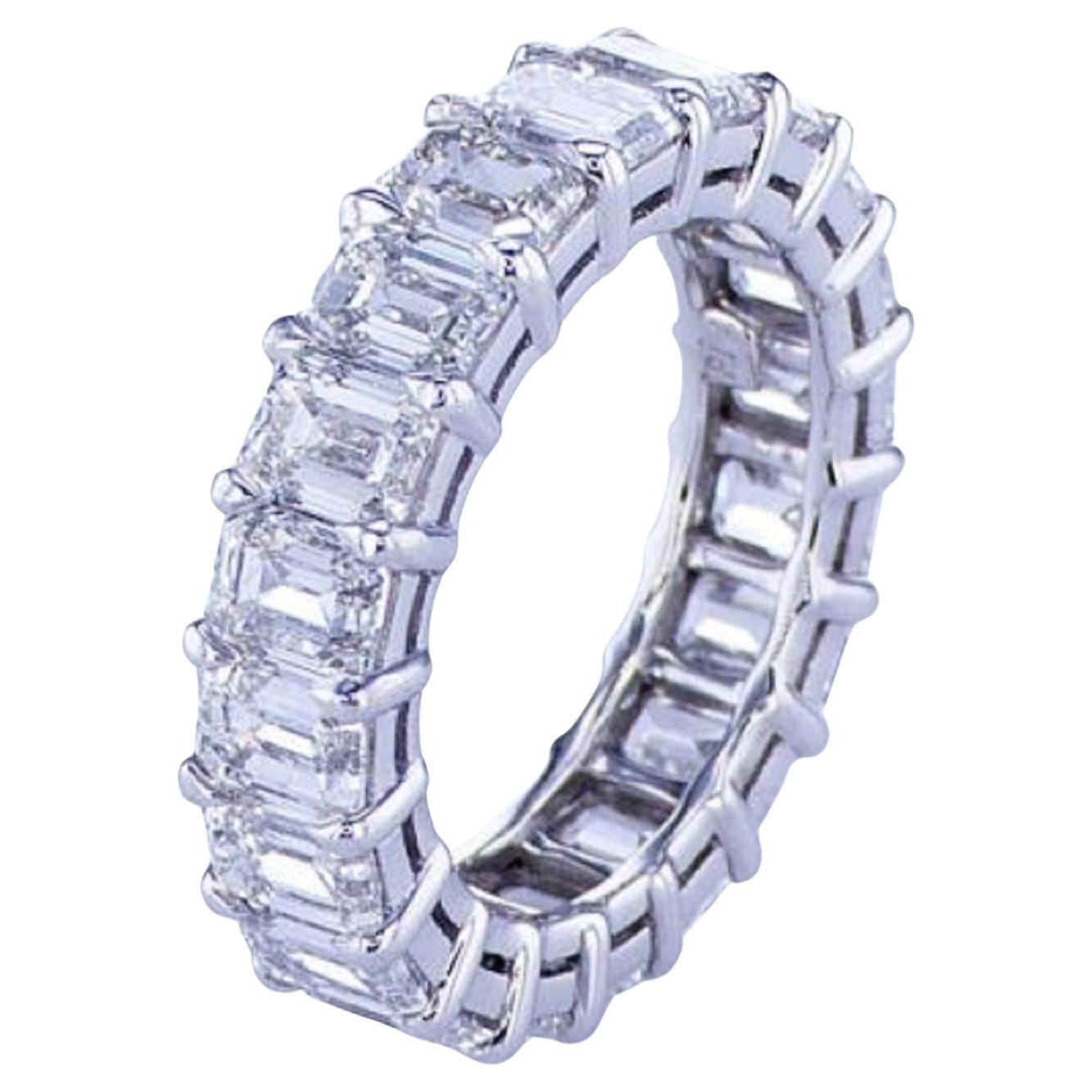 GIA Certified 8.71 Carat Emerald Cut Diamond Eternity Band Ring For Sale