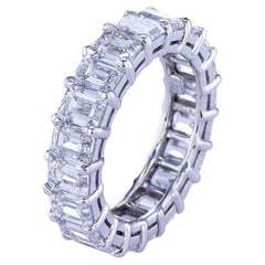 GIA Certified 8.71 Carat Emerald Cut Diamond Eternity Band Ring